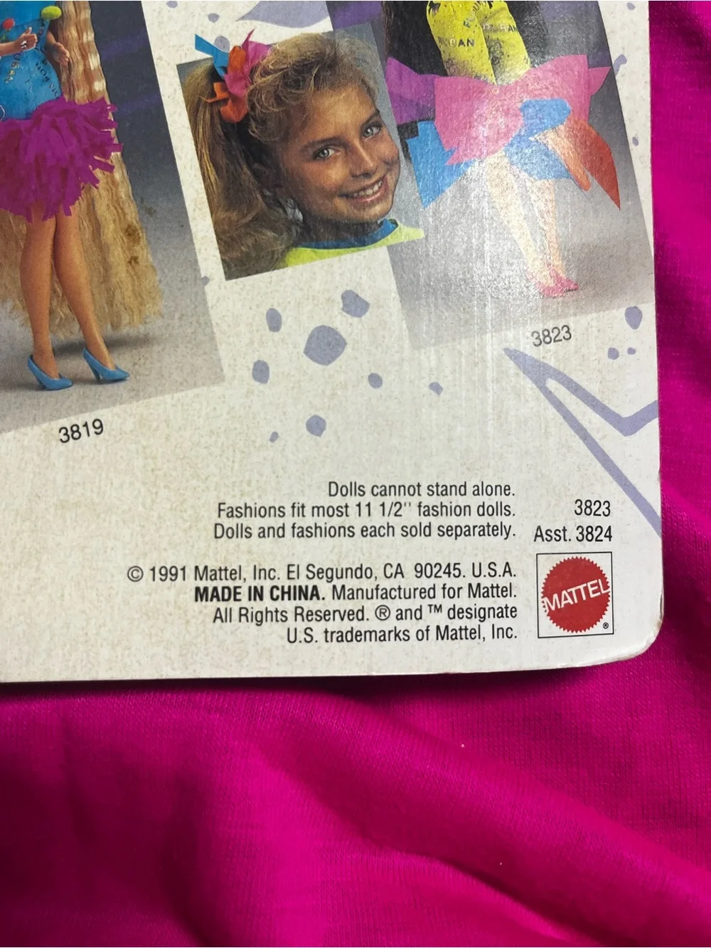 NRFB 1991 Mattel Barbie Totally Hair Fashions accessory set (Model #3823) Neon